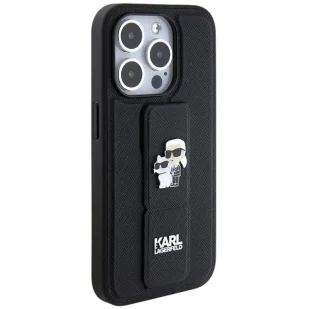 Etui Karl Lagerfeld Gripstand Saffiano Karl&Choupette Pins na iPhone 13 Pro Max - czarne - Etui i futerały do telefonów - miniaturka - grafika 4