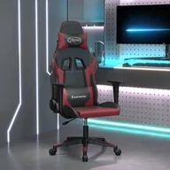 Fotele gamingowe - vidaXL Fotel gamingowy, czarno-bordowy, sztuczna skóra - miniaturka - grafika 1