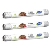 Folia, papier śniadaniowy, serwetki - Stella Folia aluminiowa z tłoczeniem 10m rolka Zestaw 3 szt. - miniaturka - grafika 1