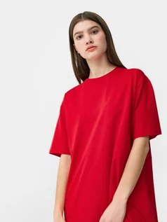 Sukienki - Sukienka t-shirtowa z bawełny organicznej damska - 4F - grafika 1