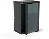 Szafy rack - Szafa wisząca 19" 18U 600x450, drzwi szklane jednoskrzydłowe, tył osłona pełna demontowalna, osłony boczne pełne demontowalne zamykane na klucz, 4 belki, kolor czarny, ALANTEC - miniaturka - grafika 1