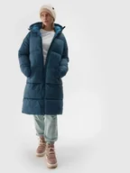 Płaszcze damskie - Płaszcz damski zimowy puchowy długi parka 4F 4FWAW24TDJAF475-46S Zielony - miniaturka - grafika 1