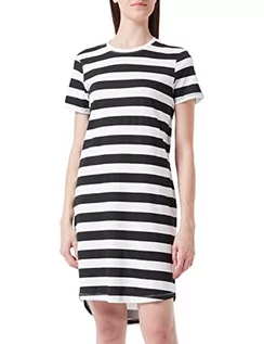 Sukienki - ONLY Sukienka damska Onlmay S/S Stripe Dress JRS, Black/Stripes:cloud Dancer (Kia), S - grafika 1