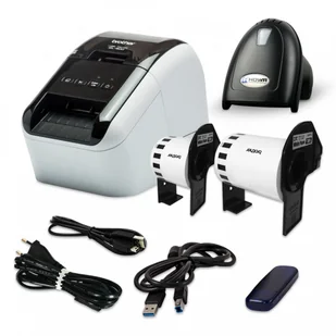 Drukarka etykiet Brother QL-800 duocolor 300dpi / do 62mm / PC / Mac / USB / z czytnikiem kodów HDWR HD43 w zestawie - Drukarki kart i etykiet - miniaturka - grafika 1
