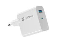 Ładowarki do telefonów - Natec Ribera GaN 45W USB-A USB-C biała - miniaturka - grafika 1