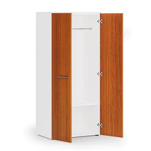 Szafa ubraniowa biurowa PRIMO WHITE, 1 półka, drążek do szafy, 1781 x 800 x 500 mm, biały/czereśnia - Szafy biurowe - miniaturka - grafika 1