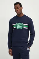 Bluzy męskie - Lacoste bluza bawełniana męska kolor granatowy z nadrukiem - miniaturka - grafika 1