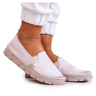 Damskie Półbuty Wsuwane Skórzane Maciejka 03512-28 Jasnoróżowe - Mokasyny damskie - miniaturka - grafika 1