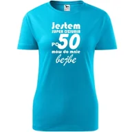 Koszulki i topy damskie - Damska Koszulka z Nadrukiem jestem super dziunia po 50 mów do mnie bejbe turkusowy L - miniaturka - grafika 1