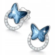 Kolczyki - Kolczyki Srebrne Motyle Motylki Niebieskie Skrzydła Motyla Motyl SREBRO 925 - miniaturka - grafika 1