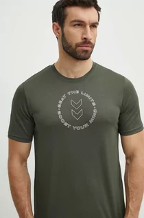 Koszulki męskie - Hummel t-shirt treningowy Boost kolor zielony z nadrukiem 223838 - grafika 1