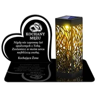 Lampiony i znicze - ZNICZ SOLARNY LED WIECZNY PODSTAWKA NA CMENTARZ GRÓB lampka Serce 3D DLA MĘŻA - miniaturka - grafika 1