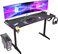 Biurka gamingowe - WISFOR 160cm biurko gamingowe z RGB, ergonomiczne biurko komputerowe z regulacją wysokości, uchwytem na napoje i słuchawki - miniaturka - grafika 1