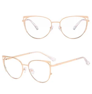 Damskie okulary kocie zerówki do komputera BLUE LIGHT 25158A Złoty - Okulary korekcyjne, oprawki, szkła - miniaturka - grafika 1