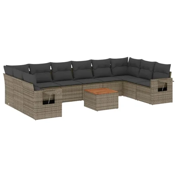 Zestaw mebli ogrodowych modułowych szary rattan PE 62 x 62 x 69 cm