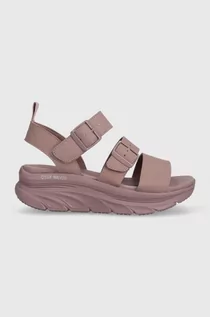 Sandały damskie - Skechers sandały damskie kolor różowy na platformie - grafika 1