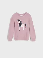 Swetry dla dziewczynek - Sinsay - Sweter z cekinami - fioletowy - miniaturka - grafika 1