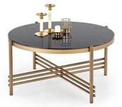 Ławy i stoliki kawowe - Okrągła Złota Ława W Stylu Glamour E8-D68 - miniaturka - grafika 1