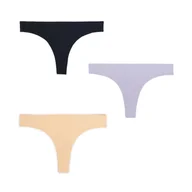 Majtki damskie - Cropp - 3 pack bezszwowych stringów - Czarny - miniaturka - grafika 1