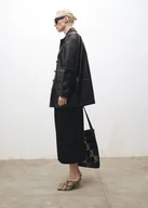 Spódnice - MANGO - Spódnica o prostym kroju z fałdami czarny - 38 - Kobieta - miniaturka - grafika 1