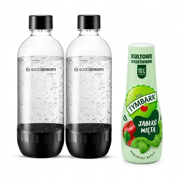 BUTLE BUTELKI DO SATURATORA SodaStream + SYROP Tymbark Jabłko-Mięta 500ml