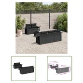 Meble ogrodowe - The Living Store 6-cz. zestaw mebli ogrodowych z poduszkami - czarny polirattan - Sofa Ogrodowa - miniaturka - grafika 1