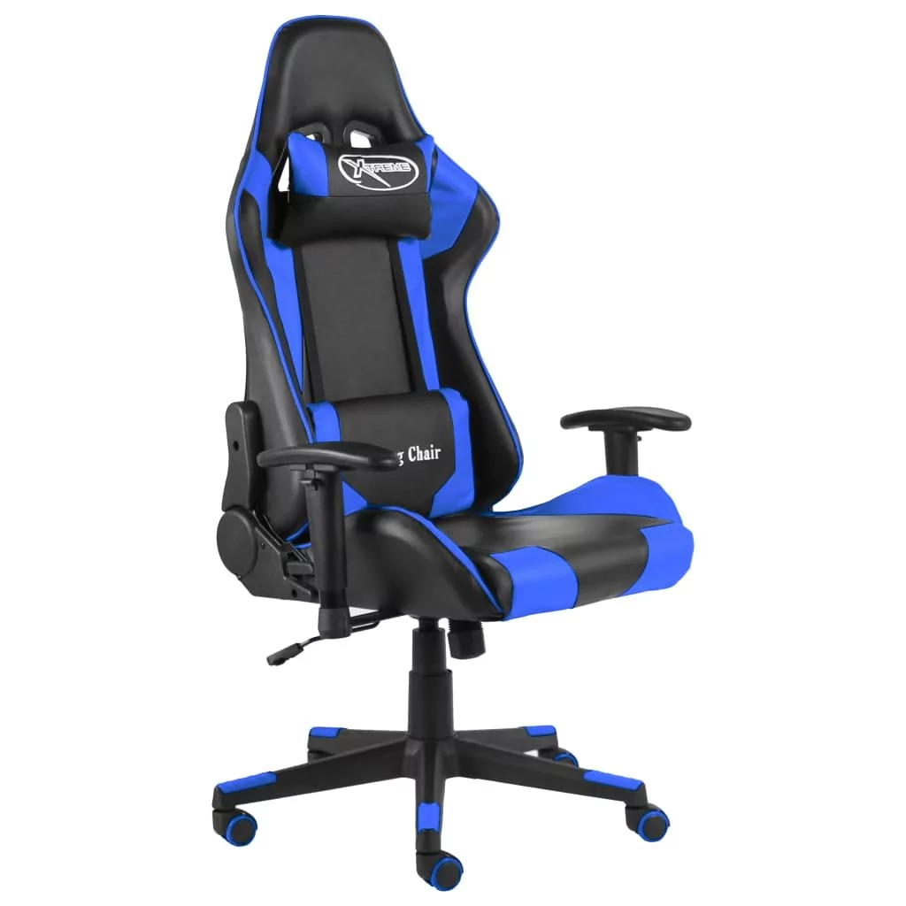vidaXL Obrotowy fotel gamingowy, niebieski, PVC 20490