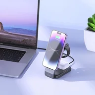 Ładowarki do telefonów - Ładowarka Indukcyjna 3w1 Hoco CQ3 MagSafe 15W Składana Czarna - miniaturka - grafika 1