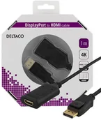 Kable komputerowe i do monitorów - Kabel Deltaco Kabelis DELTACO DisplayPort - HDMI 2.0b, 4K, 60Hz, 1m, czarny / DP-HDMI36-K - miniaturka - grafika 1