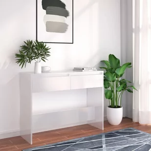 shumee shumee Stolik konsolowy biały 100x35x76,5 cm płyta wiórowa - Konsole i sekretarzyki - miniaturka - grafika 1