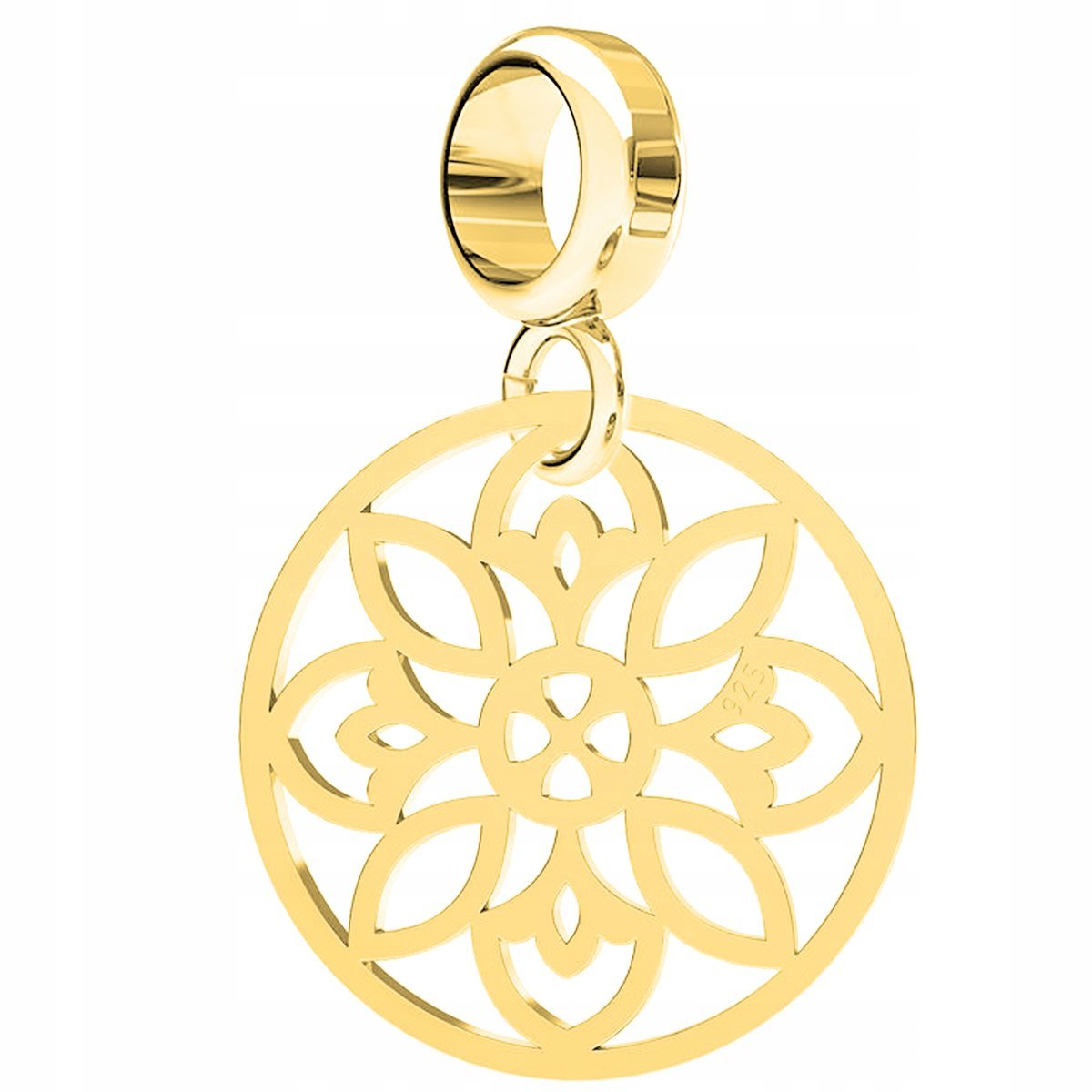 Charms złoty Ażurowy Kwiat srebro 925