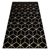 Dywany - Dywan GLOSS 3D nowoczesny 409C 86 Sześcian, stylowy, glamour, art deco czarny / złoty , 200x290 cm - miniaturka - grafika 1