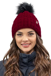 Vivisence czapka damska - Ciepła i przytulna na zimę i jesień Elegancka czapka zimowa z nakryciem głowy bobble damska Klasyczna czapka - Bordowa - Czapki damskie - miniaturka - grafika 1