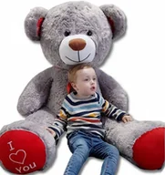 Maskotki i pluszaki - Duży miś pluszowy XXL 160cm - SZARO-CZERWONY - miniaturka - grafika 1