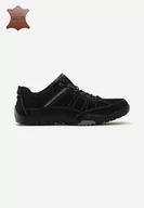 Półbuty męskie - Czarne Skórzane Półbuty Aron - miniaturka - grafika 1