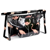 Kosmetyczki, organizery i kuferki - eCarla, Zestaw 3 Kosmetyczek - Czarne We Flamingi - miniaturka - grafika 1