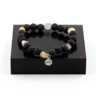 Bransoletki - Bransoletka Kwarc Ametyst Rutil z Brazylii + Perły Wulkaniczne 8 mm - miniaturka - grafika 1