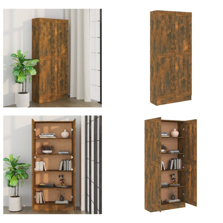 vidaXL Szafka łazienkowa dąb wędzony 82,5x30,5x185,5 cm materiał drewnopochodny - Regał - Regały - Półka - Stojak na książki