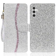 Portfele - Dla Samsung Galaxy A16 5G A16 4G Etui Portfel ze skóry PU Gniazda na karty Brokatowy pokrowiec na telefon Srebro Silver - miniaturka - grafika 1