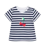 Bluzki dla niemowląt - T-shirt dla dziecka do 2 lat, z wiśniami, w paski - miniaturka - grafika 1