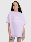 Koszulki dla dziewczynek - 4F T-shirt oversize z nadrukiem dziewczęcy - fioletowy 134 (8-9 lat) - miniaturka - grafika 1