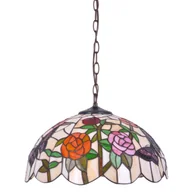Lampy sufitowe - Lampa wisząca, dekoracyjny witraż z różyczkami K-P16835 z serii ROSE  - miniaturka - grafika 1