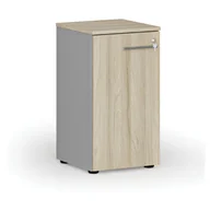 Szafy biurowe - Szafa biurowa niska z drzwiami PRIMO GRAY, 740 x 400 x 420 mm, szary/dąb naturalny - miniaturka - grafika 1