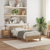 Łóżka - Ramka łóżka z oświetleniem LED Dąb Artisan 100x200 cm - miniaturka - grafika 1