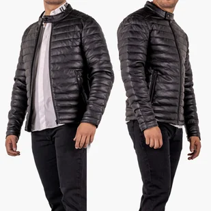 Kurtka Męska Eko Skóra Pikowana Czarna K-4-2024 Czarny XXL - Kurtki męskie - miniaturka - grafika 1