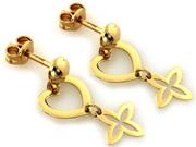 Kolczyki - Złote kolczyki wiszące 375 serce kwiatuszek - miniaturka - grafika 1