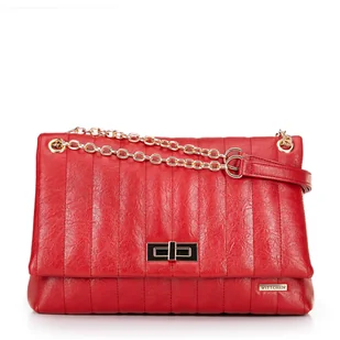 Damska crossbody z ekoskóry dwukomorowa duża czerwona - Torebki damskie - miniaturka - grafika 1
