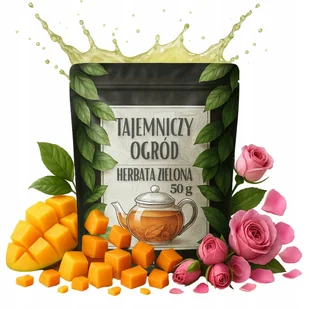Herbata zielona TAJEMNICZY OGRÓD 50 g Z PAPAJĄ, RÓŻĄ I NUTĄ MANGO - Herbata - miniaturka - grafika 1