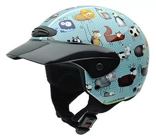 NZI Single Jr Graphics kask motocyklowy, wielokolorowe ilustracje zwierząt, S - Kaski motocyklowe - miniaturka - grafika 1