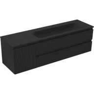 Szafki łazienkowe - Mexen Rivel szafka łazienkowa 160 cm z umywalką Vela prawą, 2S, 1D, ryflowana, czarna mat - 91A23-16047-3-BBFFF71-W23P71 - miniaturka - grafika 1